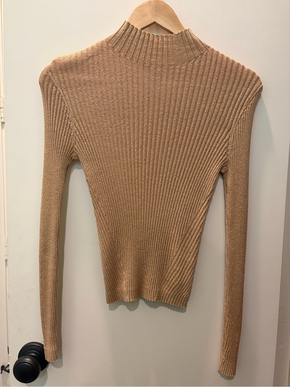 Gianni Bini Gold Sparkly Ribbed Turtleneck